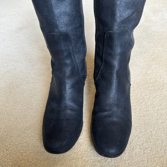 Jimmy Choo Black Leather Knee High Riding Boots - Picture 3 of 8